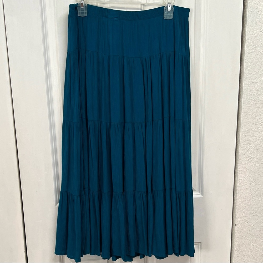 Sag Harbor Teal Pull On Midi Skirt Size PM